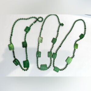 3 Southern Comfort Green St. Patrick’s Day Mardi Gras Plastic Bead Necklaces